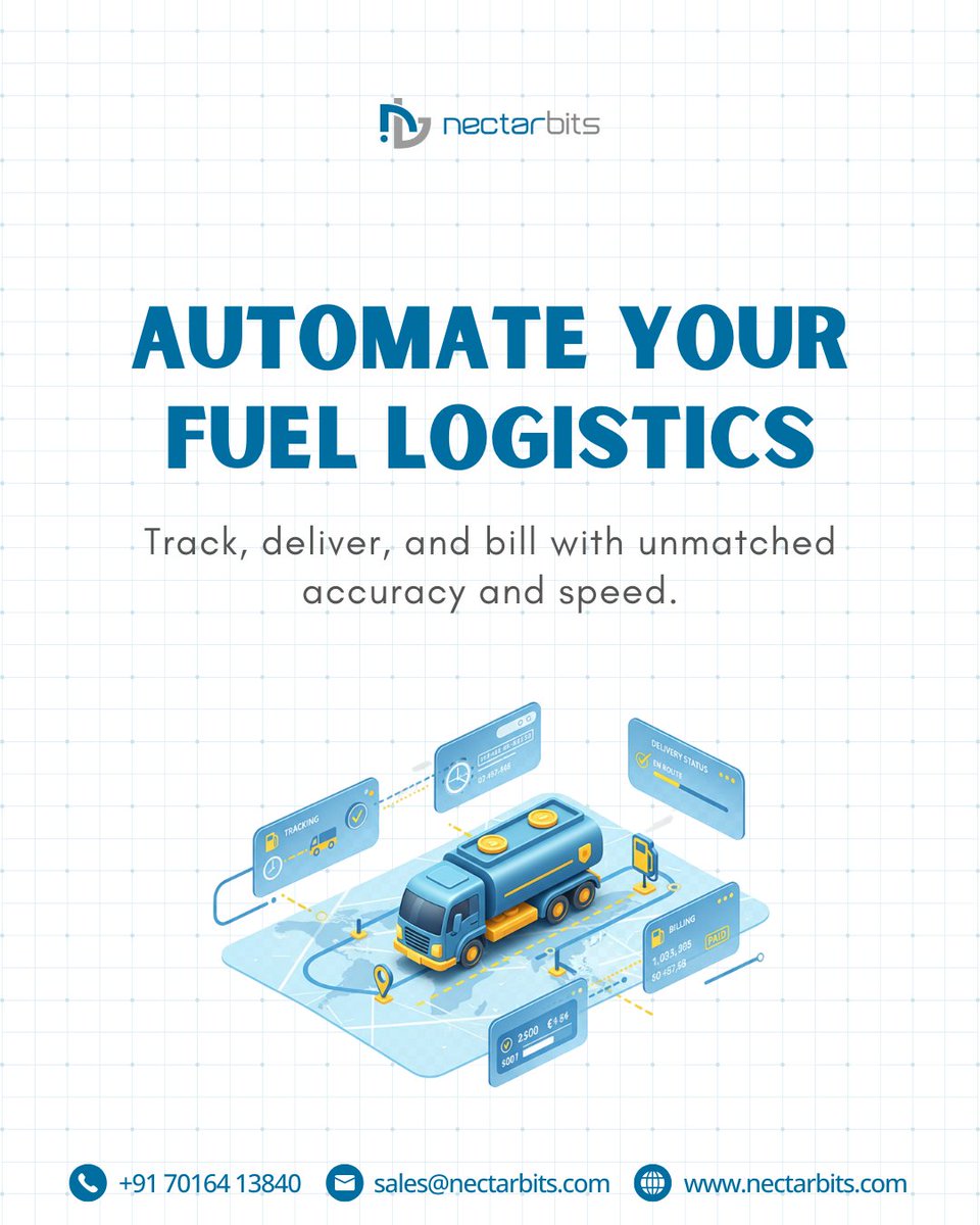 nectarbits's tweet image. Automate your fuel logistics — track, deliver, and bill with unmatched accuracy and speed. ⛽⚙️
#FuelDeliverySolution #FleetTracking #LogisticsApp #OnDemandFuel #Nectarbits