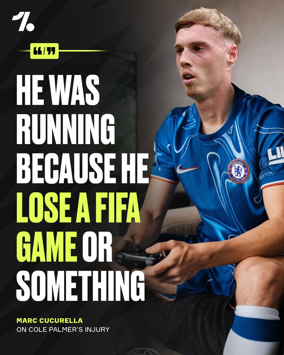 OneFootball's tweet image. Marc Cucurella was asked about Cole Palmer&apos;s injury set-back and gave an exceptional response 🤣🎮

🎙️ A reporter questioned the Chelsea and Spain defender, asking what caused Cole&apos;s injury, he joked:

🗣️&quot;To be fair I don&apos;t know, he was running because I think he lose a FIFA game…