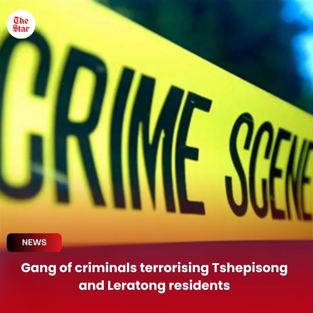 TheStar_news's tweet photo. Tshepisong &amp; Leratong Crime
🚨 Residents in Tshepisong &amp; Leratong terrorised by a violent gang. Community on edge.
🔗 https://t.co/PQQuggRXpr
#CrimeWatch #CommunitySafety #TheSt https://t.co/0rtm97r4y3