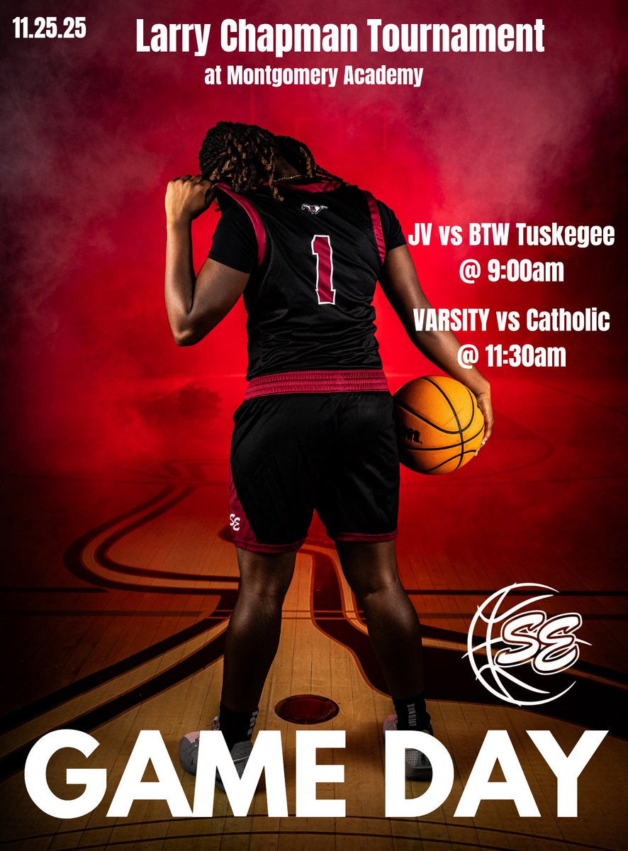 GAME DAY for our JV and Varsity girls!!#WeAreSE #GoLadyMustangs 

Larry Chapman Tournament Day 2 

JV 🆚 BTW Tuskegee at 9:00am 
VARSITY 🆚 Catholic at 11:30am
📍Montgomery Academy 
🎟 GoFan 
gofan.co/app/school/AL1…