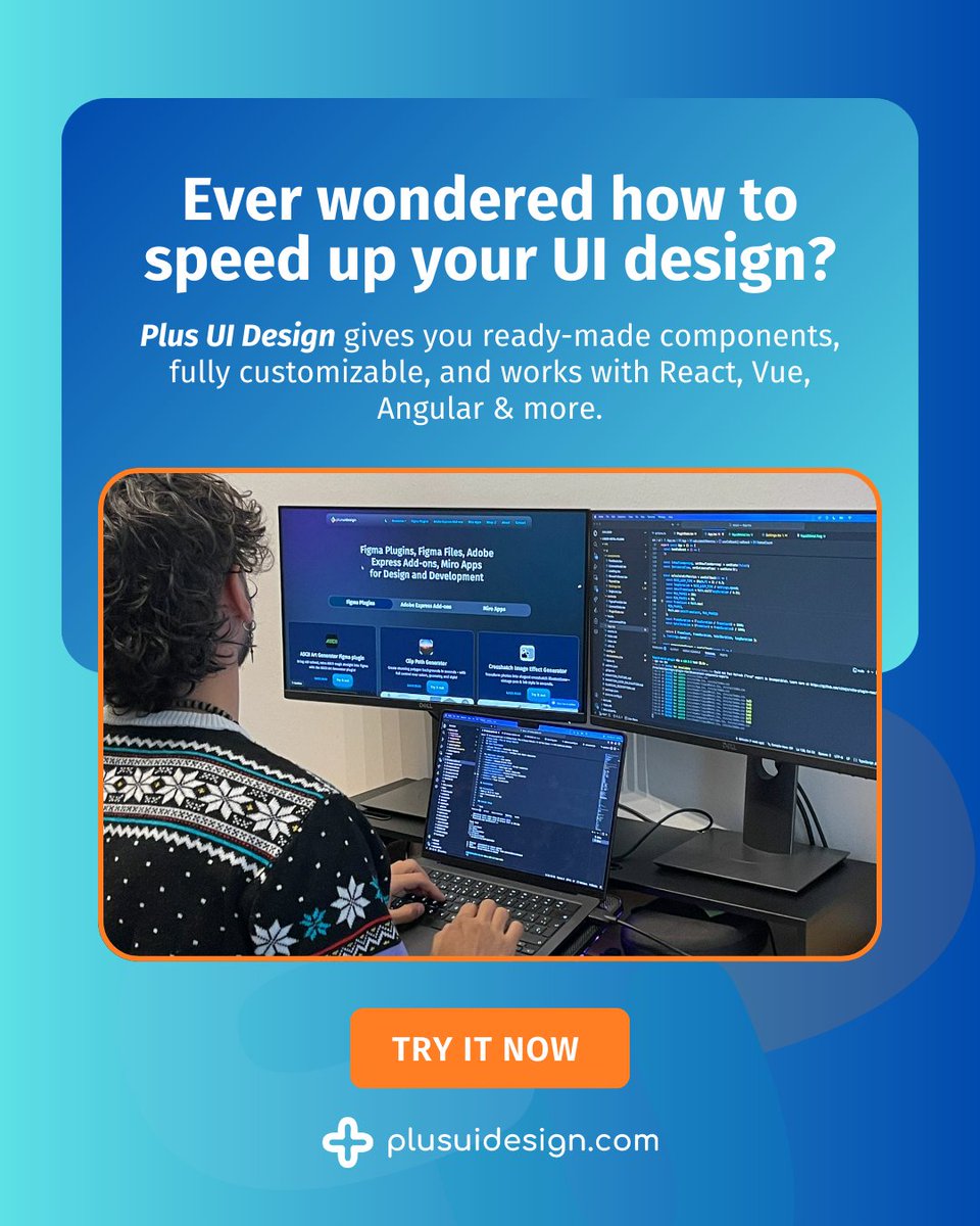 plusuidesign's tweet image. UI design taking too long?
Plus UI Design gives you customizable components for React, Vue, and Angular so you can build faster without cutting quality.

#UIDesign #UIUX #FrontendTools #ReactJS #VueJS #Angular #DesignFaster #PlusUIDesign