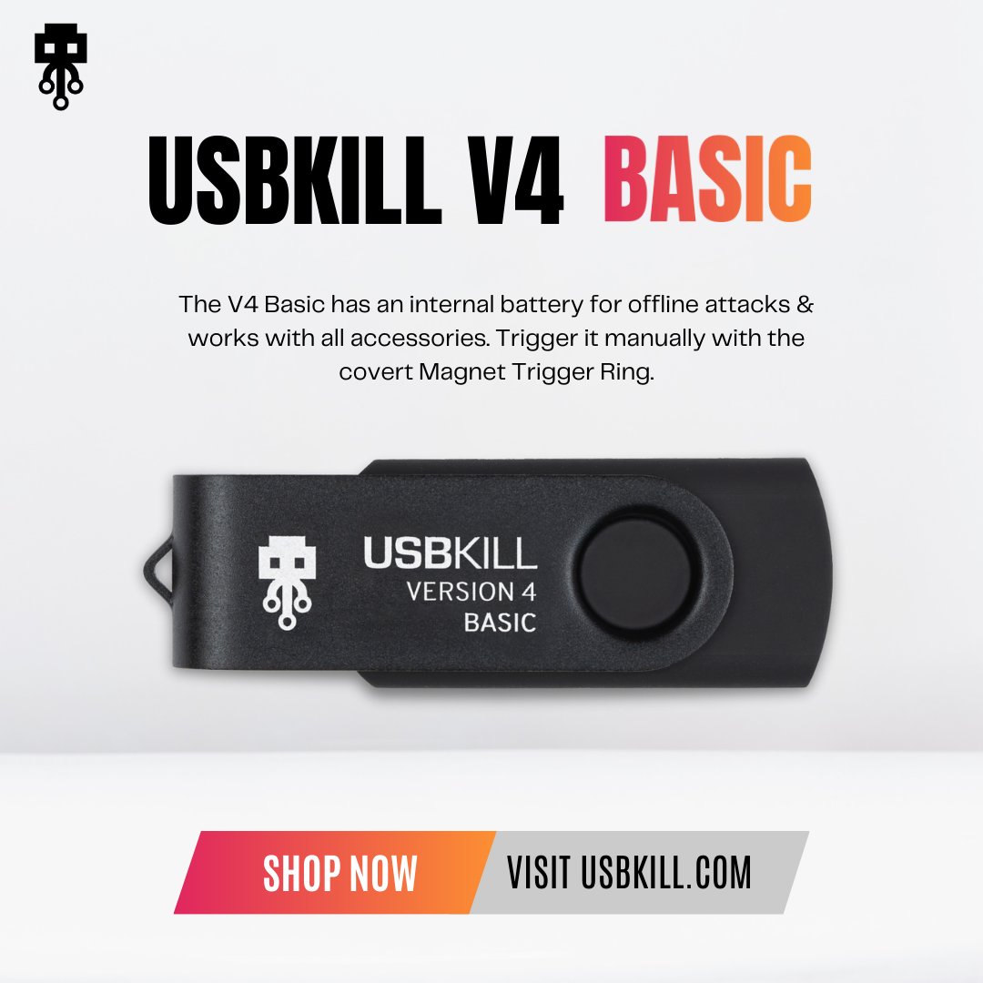 USBKill's tweet image. 🌐 Worldwide shipping available. Equip yourself with USBKill V4 Basic wherever you are. l.usbkill.com/Ff8yi 
#HardwareTesting #USBKillV4 #USBKill #Pentesting #infosec #security #RedTeam