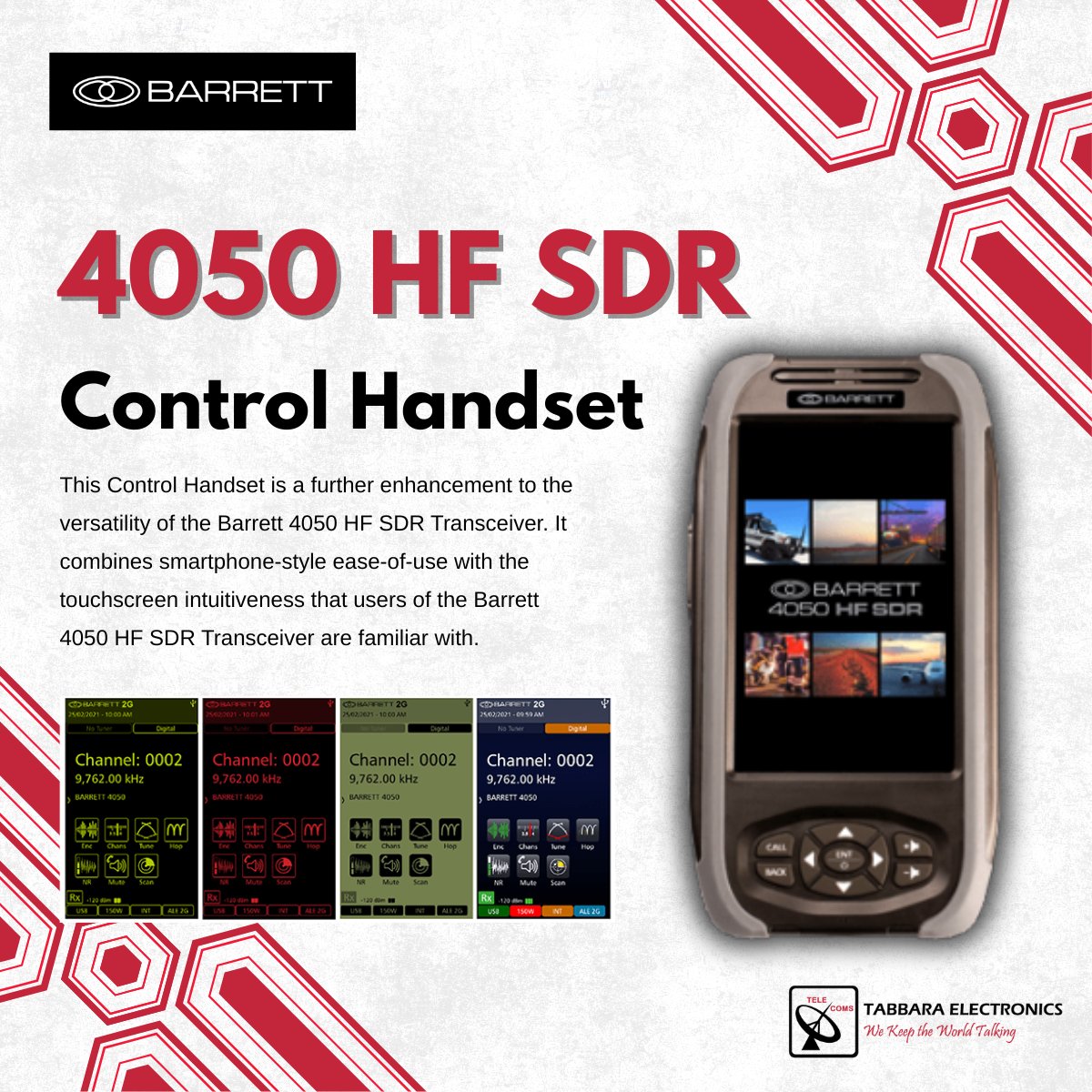 tabbarallc's tweet image. The Barrett 4050 Control Handset HF SDR puts secure, tactical communication at your fingertips, empowering military operations with unmatched reliability and precision.

#TabbaraElectronics #Barrett #uae #abudhabi #dubai #HF #MilitaryTech
#ملتزمون_ياوطن
#نتصدر_المشهد