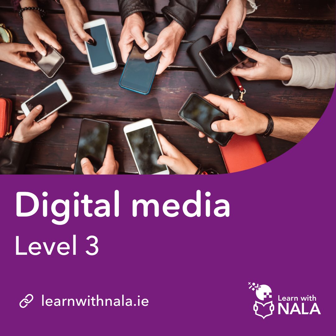 nalaireland's tweet image. Do you want to improve your skills in digital media?🖥️

You will learn to use digital media devices to work with media and information from the Internet, use a mobile to make calls, send texts, share voice, video, and photo.

Find out more and register ⤵️bit.ly/L3dmedia