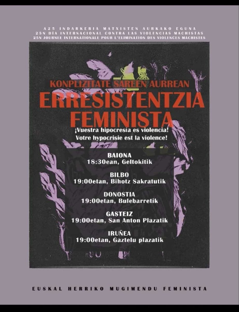 📢 ELA continúa trabajando en un proceso de transformación interna en el que los hombres tienen mucho que decir y, sobre todo, que hacer⛓️💥

Nos vemos esta tarde en las movilizaciones convocadas por EHko Mugimendu Feminista ✊
