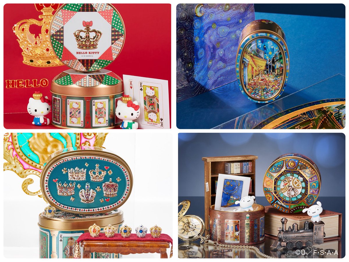 2024年から制作を始めた「ガラス絵デザインのお菓子缶」シリーズはついに16種類が完成いたしました✨