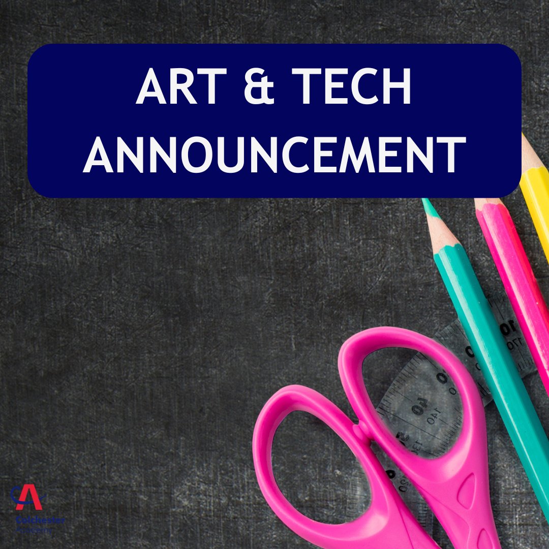 📢 GCSE Art &amp; Photography Collection
2025 Y11 leavers can collect their work from 27 Nov–16 Dec.
Please give 2 working days’ notice so we can retrieve items.
📩 general@colchesteracademy.org.uk

📞 01206 861217
Please check your inbox for more information.