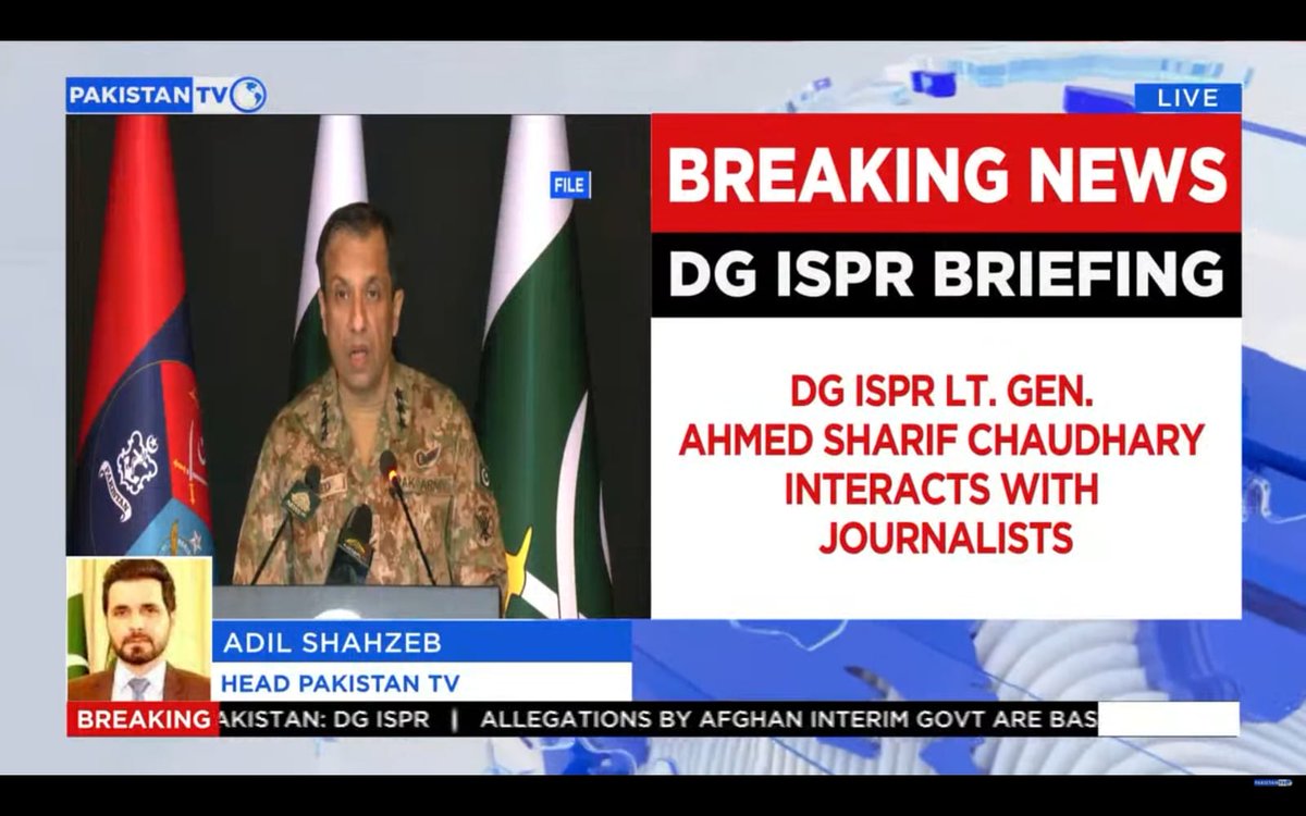 PakTVGlobal's tweet image. DG ISPR Ahmed Sharif Chaudhary briefed journalists about recent security situation.
@adilshahzeb
#AfghanTaliban #DGISPR #pakistanTV #pakistanTVglobal