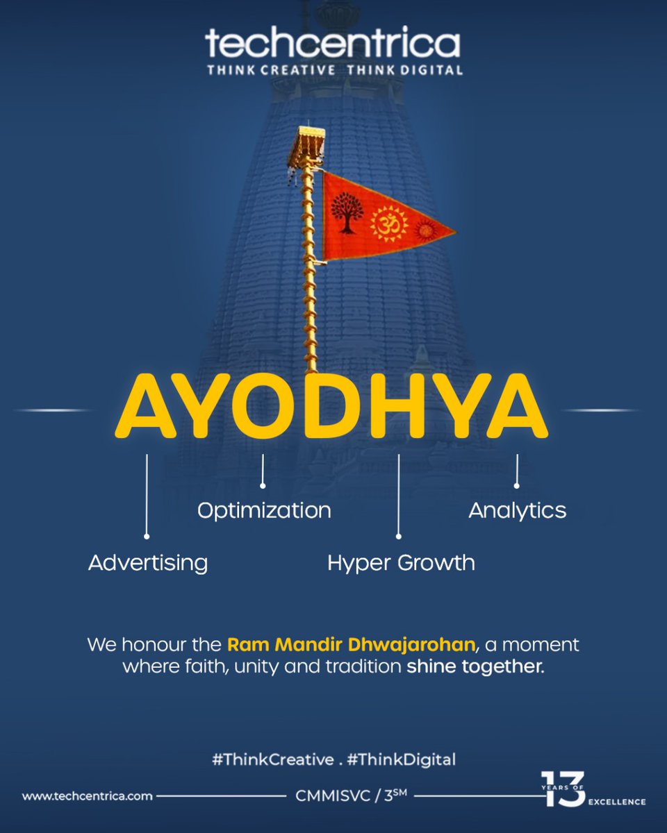 Tech_Centrica's tweet image. Celebrating the auspicious Ram Mandir Dhwajarohan!

It’s a moment that inspires us to achieve the highest standards of Excellence, Hyper Growth, and Optimization in everything we do.

#techcentrica #rammandir #ayodhya #pmmodi #rammandirayodhya #flaghosting #ceremony