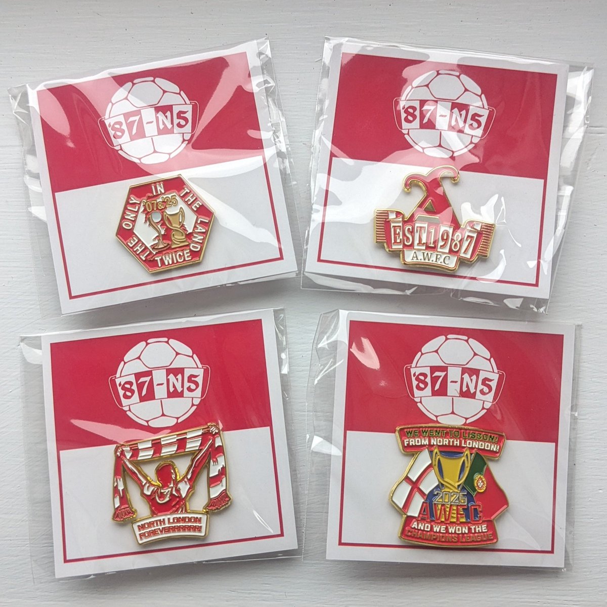 🚨 Competition Time 🚨

For your chance to win all 4 of our brand new Arsenal Women + club enamel badges:

Like &amp; share this post, and reply with a 🙋🏻‍♂️

On Insta: Like, share &amp; tag

North London Forever
We Went to Lisbon
EST 1987
The Only In The Land

Details below: