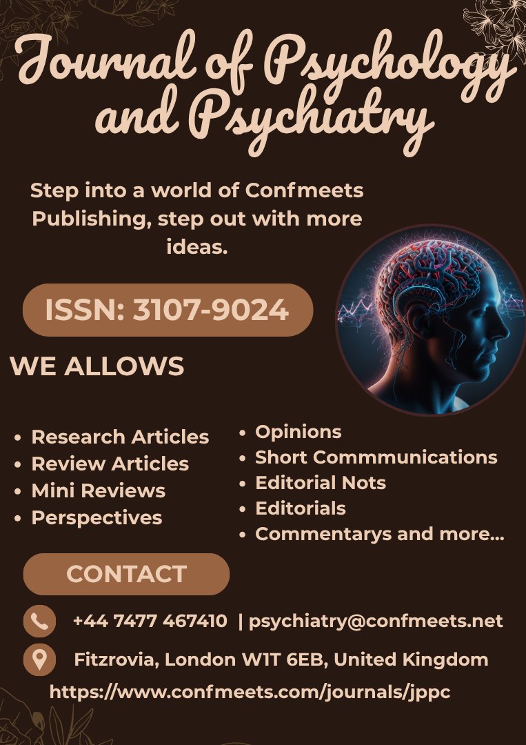 ConfmeetsJou's tweet image. The Journal of #Psychology and #Psychiatry is actively seeking submissions. Share your clinical findings, theoretical perspectives, and research breakthroughs.
confmeets.com/journals/jppc
#BehavioralScience #Psychotherapy #ClinicalPsychology #Neuropsychology  #Neuroscience