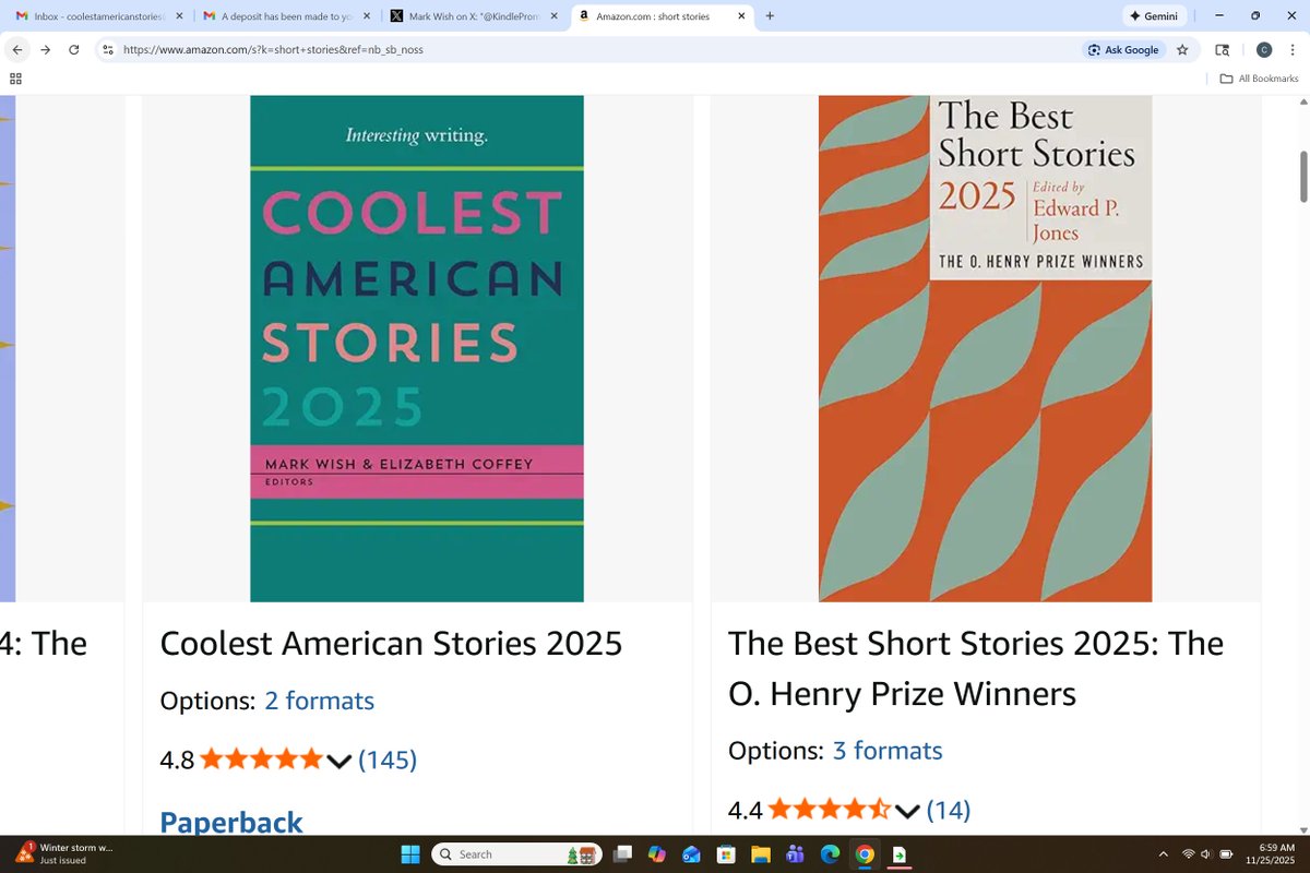 JustCoolStories's tweet image. We edged past the O. HENRY Awards overnight!

Is it b/c COOLEST 2025 is praised more highly by #readers w/ an average of 4.8 stars?

(&amp;amp; note most of COOLEST&apos;s 5-stars are w/ *real*, written #reviews!)

To own it now in #Kindle or soon in #Paperback:

amzn.to/4958AFN

Thx!