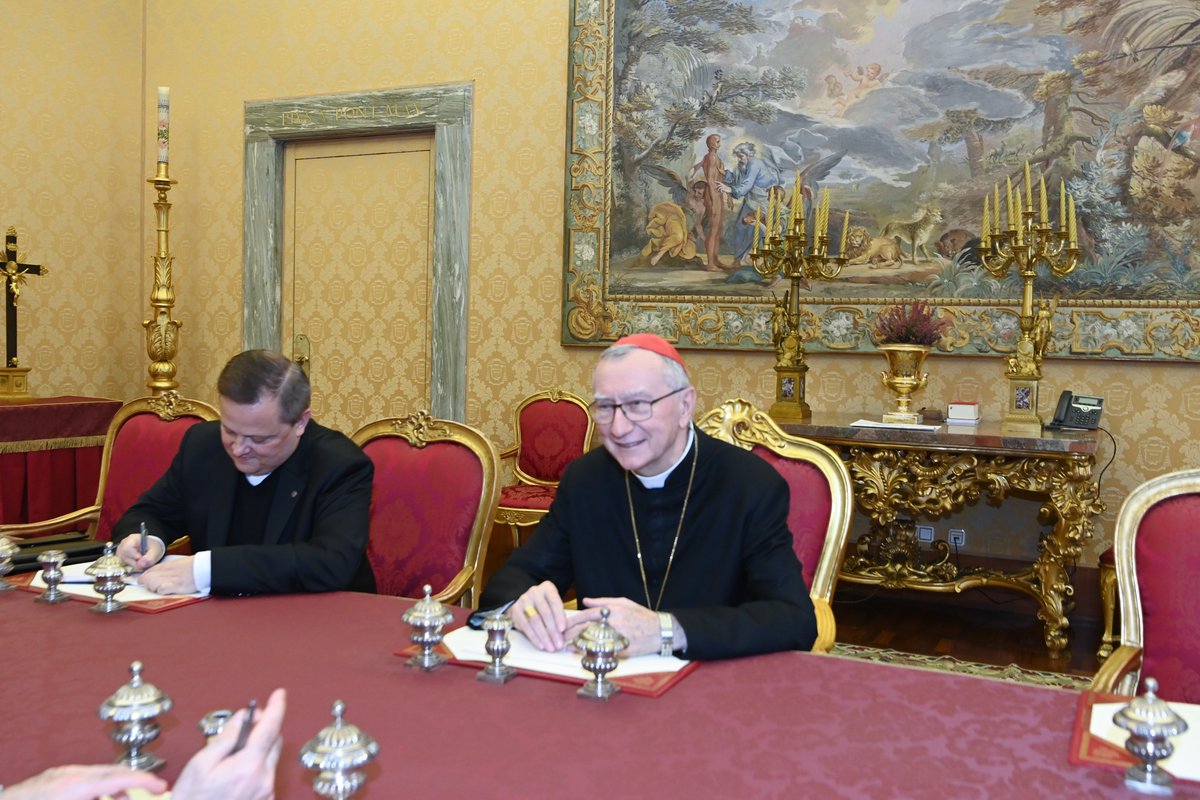 Was glad to have a meeting with Cardinal Pietro Parolin, Secretary of State of the Holy See🇻🇦, during my official visit to Vatican.  
 
Reviewed the positive dynamics of our bilateral partnership &amp; exchanged views on regional &amp; international developments. 
 
Emphasized