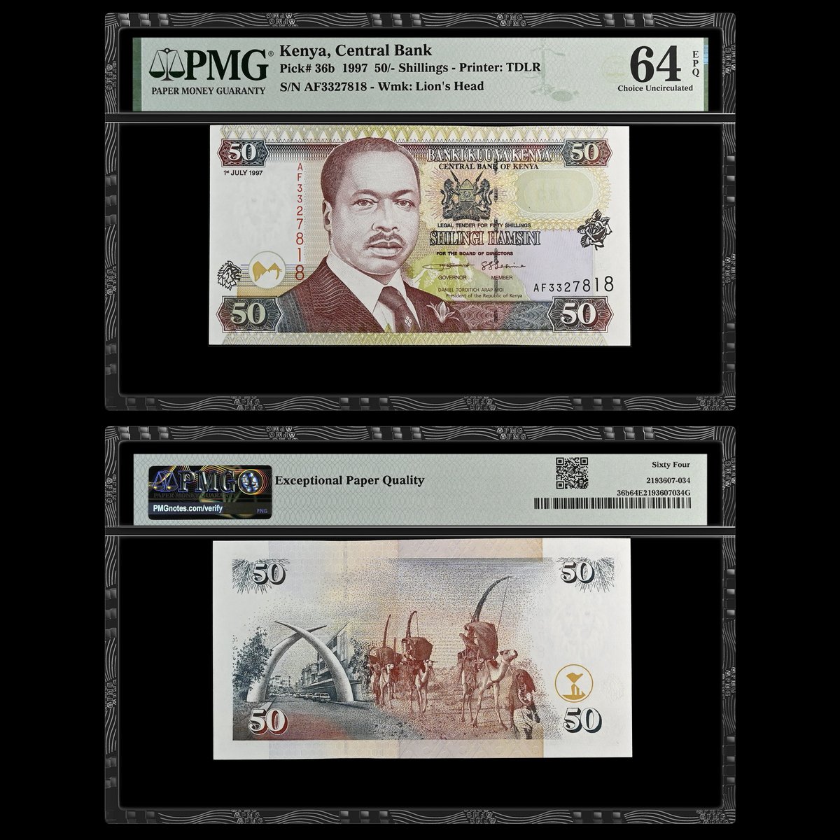 PMGnotes's tweet image. Note of the Day: For #TravelTuesday, we go to Mombasa, Kenya, home of the Mombasa Tusks, depicted on this Kenya 1997 50/- Shillings. They were originally constructed in wood to celebrate a visit by Queen Elizabeth II, and were later rebuilt in aluminum. #tusks #mombasa #kenya