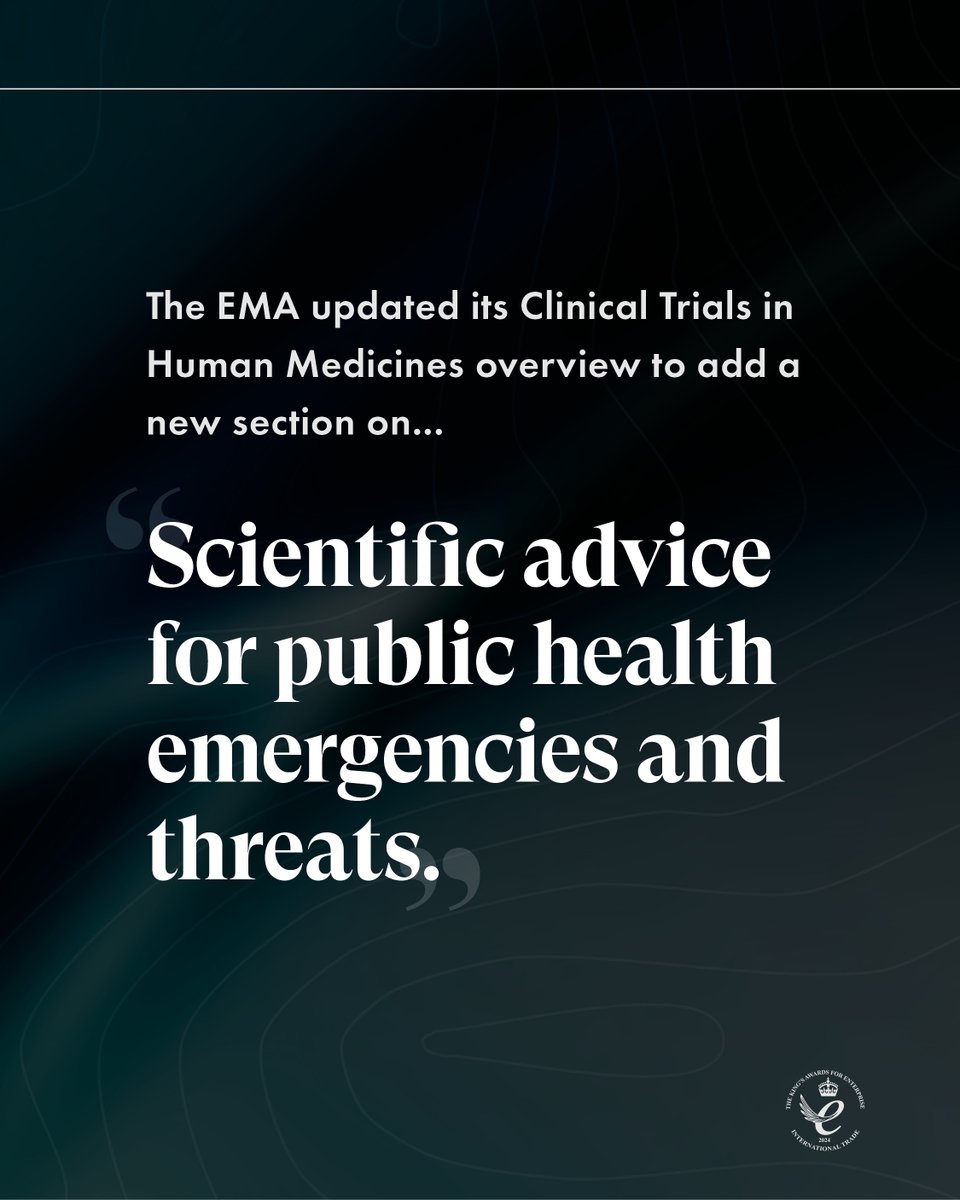 scendea's tweet image. The @EMA_News has updated its Clinical Trials in Human Medicines overview to add a new section on Scientific advice for public health emergencies and threats.
-
Book a consultation with Scendea’s experts today: scendea.com/contact
-
#drugdevelopment #regulatoryaffairs