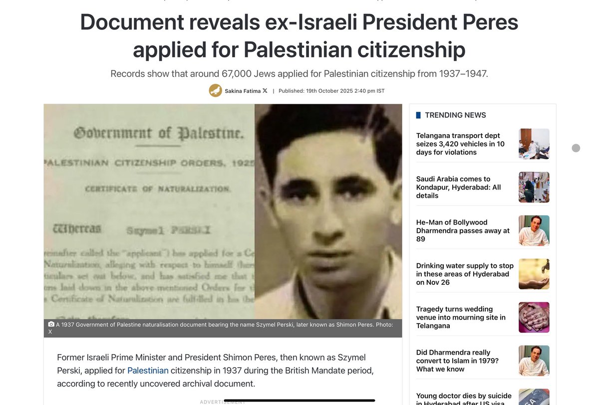 angeloinchina's tweet image. Did You Know Shimon Peres Had a Palestinian Passport?
 
Shimon Peres and the Zionist Hypocrisy
Did you know Shimon Peres, a big Zionist leader, once had a Palestinian passport? Born in 1923 in Belarus, he moved to Palestine in 1934 when Britain ruled it. In 1937, he got…