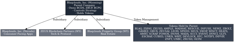 EliteOGz's tweet photo. Corporate Structure Overview

BLAQclouds Global Technology, Inc. (filed as a domestic profit corporation in Wyoming on November 20, 2025, effective November 21, 2025) serves as the strategic parent and holding company for the Blaqclouds ecosystem. This entity was established to provide a robust corporate foundation, enhancing operational flexibility, governance, and scalability for the group's blockchain, Web3, DeFi, and real-world asset (RWA) initiatives. With 500 million authorized common shares and perpetual duration, it is designed for long-term growth and regulatory compliance in Wyoming—the "Crypto Capital of America." The incorporation completes the corporate architecture first outlined in a October 15, 2025, press release, where it was initially referred to as "Blaqclouds Wyoming." As the parent, BLAQclouds Global Technology, Inc. holds majority ownership of its key subsidiaries, oversees brand control, corporate governance, strategic execution, capital allocation, ecosystem tokenomics, and public market planning (including potential uplistings). It also centrally governs all tokenized assets, such as BLAQ, ZXPAY, ZXUSD, FOMOX, INFUSE, and over 30 other proprietary tokens, ensuring supply management, utility alignment, and regulatory oversight.
This structure positions the parent as the ultimate authority, unifying disparate operations under a single, Wyoming-based umbrella to bridge traditional finance with decentralized technologies. Below, I detail each subsidiary's role, ownership ties to the parent, and operational focus, based on the ecosystem's strategic alignment.

1. Blaqclouds, Inc. (Nevada) – Consumer-Facing Division

Ownership: Majority-owned subsidiary of BLAQclouds Global Technology, Inc. (Wyoming parent). This Nevada-registered entity (OTC: BCDS) operates as the public-facing arm, with the parent providing oversight on branding, compliance, and financial strategy.
Role and Functions: As the consumer-facing applications division, it focuses on delivering user-accessible blockchain platforms that enable everyday spending, investing, and interaction with digital assets in real-world scenarios. Key offerings include:https://t.co/ey7ytxyasQ and https://t.co/8TRb3ho0ej: Platforms for crypto-powered e-commerce and dining, supporting over 1,000 tokens for seamless payments.
BlaqPromote: A SaaS tool for businesses to segment customer databases and drive targeted marketing via blockchain incentives.
Other Consumer Tools: Integration with https://t.co/U0Hjp9FmGg for crypto remittances and https://t.co/raZAVu91lZ for multi-chain wallet management.

Strategic Alignment: This subsidiary drives user adoption and revenue generation through practical Web3 applications, feeding data and liquidity back to the parent's token ecosystem. It functions as a Money Services Business (MSB) registered with FinCEN (BSA ID: 31000313564202), ensuring compliance for all consumer transactions.
Recent Developments: Under reinstated CEO and Chairman Shannon Hill (as of October 10, 2025), it has emphasized governance transitions and partnerships, such as with Metavesco for tokenized liquidity onboarding.

2. ZEUS Blockchain Partners, Inc. – Technology and Protocol Division

Ownership: Majority-owned subsidiary of BLAQclouds Global Technology, Inc., with the parent retaining control over intellectual property (IP), protocol standards, and cross-subsidiary interoperability. The parent holds the core blockchain infrastructure assets to prevent fragmentation.
Role and Functions: This serves as the technological backbone of the entire ecosystem, owning and managing the underlying blockchain protocols, payment systems, and development tools. It emphasizes scalability, security, and innovation in Layer 1 and Layer 2 solutions. Key components include:Blockchain Infrastructure: ZEUS Chain (premined ZEUSX coin) and Olympus Chain (premined OLYM coin) as native Layer 1 blockchains for high-throughput transactions.
Payment and DEX Systems: https://t.co/8jBn5d2l6N (decentralized exchange), https://t.co/U0Hjp9FmGg (cross-border payments), and https://t.co/xDz36psOpP for token swapping.
Stablecoin and Compliance: ZXUSD stablecoin management, including Incognito KYC Verification App for privacy-preserving identity checks.
Advanced Tools: NFT Vault for digital collectibles, ZEUS Bridge for cross-chain transfers, and proprietary platforms for hotel bookings, restaurant operations, and event ticketing—all powered by smart contracts.
Security and Audits: Comprehensive risk assessments and compliance solutions for all ecosystem applications.

Strategic Alignment: ZEUS Blockchain Partners ensures the reliability and interoperability of technologies across subsidiaries, directly supporting the parent's tokenomics by integrating utilities like real-time revenue-sharing smart contracts (e.g., 80% revenue allocation in recent partnerships). It powers over 1,000 crypto-based domains in the parent's IP portfolio, focusing on spendability and real-world utility.

3. Blaqclouds Property Group, Inc. – RWA Real Estate Division
Ownership: Majority-owned subsidiary of BLAQclouds Global Technology, Inc., operating from Wyoming for alignment with the parent's jurisdiction. The parent oversees asset tokenization strategies and RWA integration into the broader token ecosystem.
Role and Functions: Dedicated to real-world asset (RWA) tokenization, particularly in real estate, this division bridges physical properties with blockchain for fractional ownership, liquidity, and yield generation. Core activities include:Platform Development: BPG Inc. (https://t.co/dtIWmI1ryA) as the primary platform for tokenizing real estate holdings, enabling investors to buy/sell fractions of properties via blockchain.
Asset Portfolio: Focus on commercial and entertainment real estate, including active negotiations for a 75-acre Texas soundstage complex featuring housing, hotels, restaurants, cinemas, production/post-production facilities, data centers, and a trade school.
Tokenization Mechanics: Integration with the parent's tokens (e.g., ZXUSD for stable settlements) and ZEUS protocols for secure, compliant RWA minting and trading.

Strategic Alignment: By tokenizing tangible assets, this subsidiary generates real-world utility for the ecosystem's tokens, driving adoption in traditional sectors like entertainment and hospitality. It supports the parent's vision of "tokenized everything," with revenues funneled back for ecosystem growth.
Key Benefits of the Parent-Subsidiary Model
Governance and Risk Management: Centralized control at BLAQclouds Global Technology, Inc. minimizes silos, ensures unified compliance (e.g., FinCEN MSB status), and facilitates IP protection across 1,000+ domains.
Growth Strategy: The structure supports partnerships like the November 2025 Super Studios collaboration (blockchain-powered $1B entertainment complex in Texas) and Metavesco alignment for Web3 community expansion.

Shareholder Impact: No immediate dilution from the incorporation; instead, it enhances value through structured onboarding for public issuers and tokenized liquidity. The OTC-traded Nevada entity (BCDS) remains the primary shareholder vehicle.

This ecosystem, now fully realized under the Wyoming parent, positions Blaqclouds as a leader in interoperable blockchain commerce, with a global team of over 42 members driving innovation. For official filings, refer to Wyoming Secretary of State records (Filing ID: 2025-001820994).