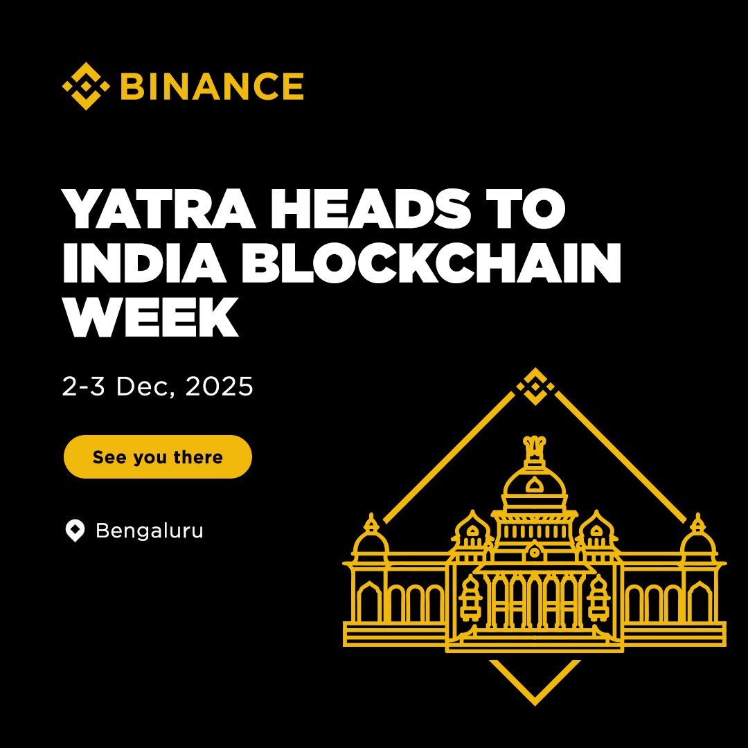 BinanceForIN's tweet photo. #BinanceBlockchainYatra is heading to @IBWofficial! 🇮🇳

We’re bringing the full Yatra energy to IBW — our team, our booth, and a whole lot of community fun. 🙌

Come hang out with us on December 2–3 as we showcase the future of blockchain, connect with builders, and dive into games, challenges, and exciting activities.

Let’s learn, play, and grow together. See you there, fam! 🚀
#IBWwithBinance