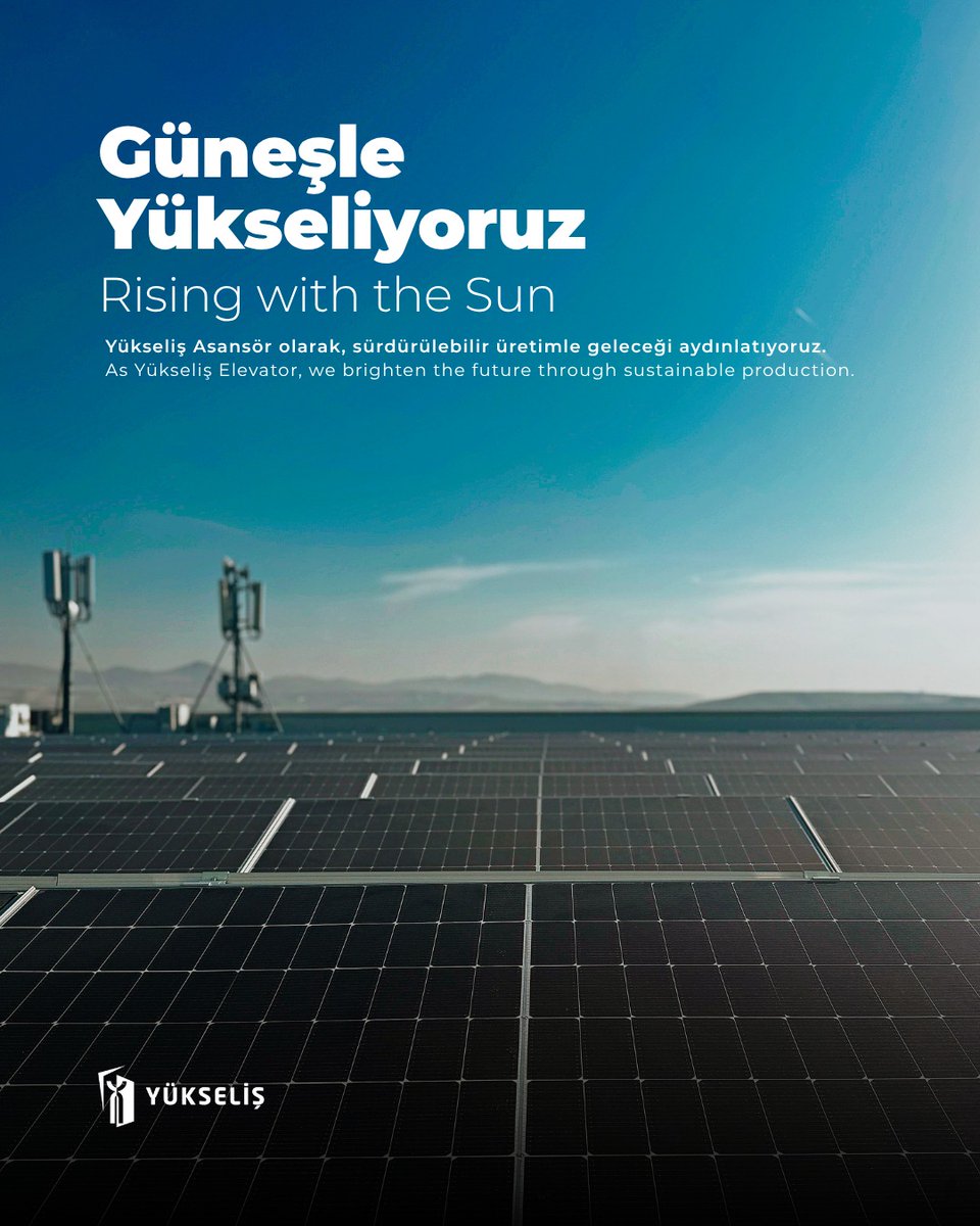 ☀️Güneşle Yükseliyoruz
Yükseliş Asansör olarak, sürdürülebilir üretimle geleceği aydınlatıyoruz.

Rising with the Sun
As Yükseliş Elevator, we brighten the future through sustainable production.♻️✨

#güneşenerjisi #solarpanel #factory #energy #greencompany #greenfuture #yükseliş