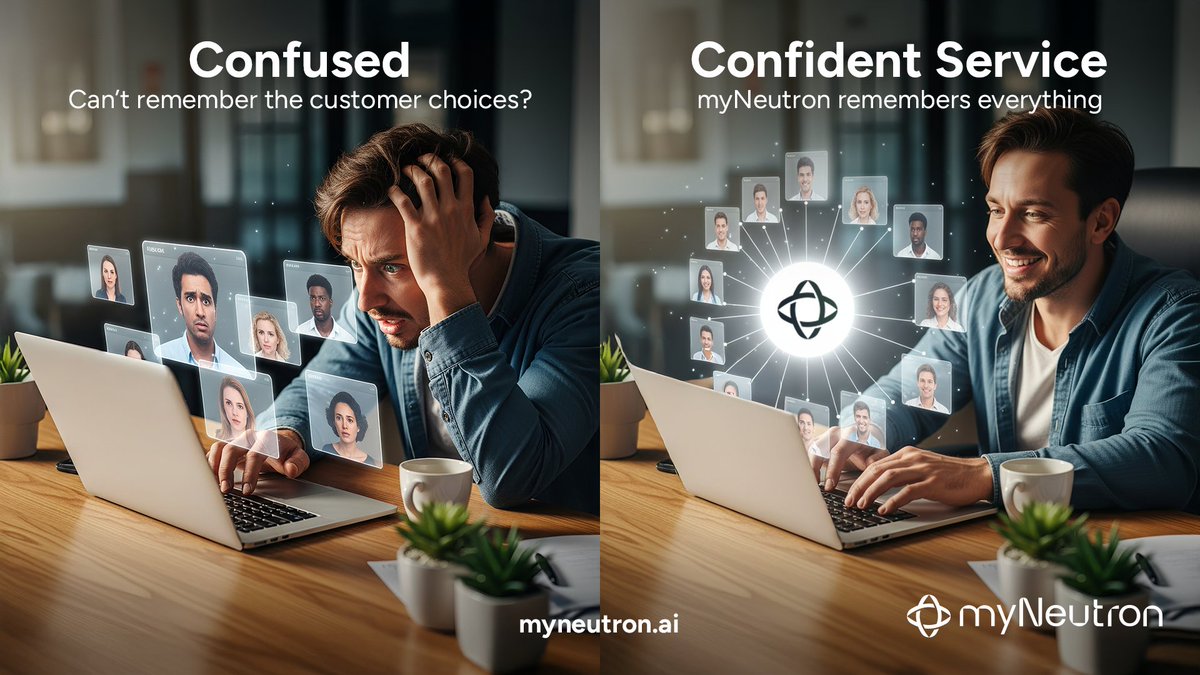 myNeutron_ai's tweet image. No more “wait… where were we at?” moments.

Your info is scattered across emails, chats, calls, CRMs…

But your clients expect you to remember everything. You can’t myNeutron can.

Small business owners win through personal service.
But you&apos;re human,  not a database.

Sarah…