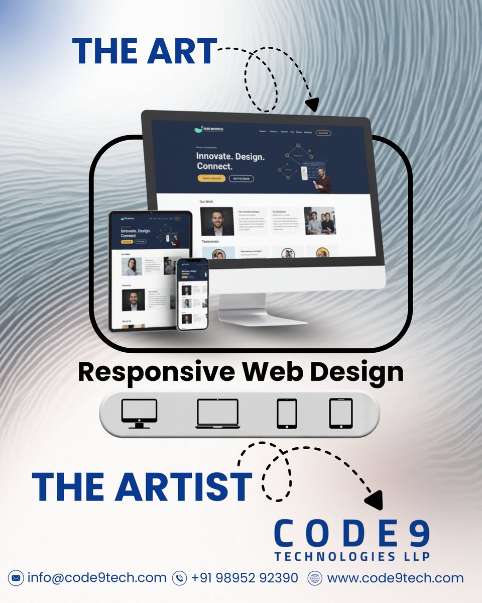 code9tech's tweet image. The Art 🎨 = Stunning Interface
The Artist 👨‍💻 = Code9 Technologies
Together = Responsive Websites that WORK!
📞 +91 98952 92390 | info@code9tech.com |🌐 code9tech.com

#WebDesign #ResponsiveWeb #Code9Tech #UIUX #WebDev #DigitalBranding