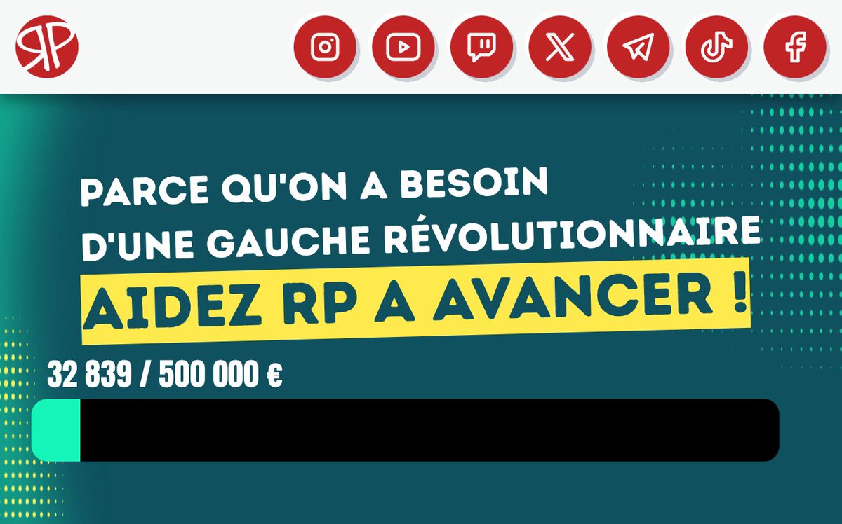 AnasseKazib's tweet image. Un petit mot la famille : depuis hier, vous êtes nombreuses et nombreux à avoir commencé à participer à la grande campagne de souscription. Plus de 32 000 € déjà récoltés en moins de 24 heures 🙏🏼❤️.

don.revolutionpermanente.fr

Vos dons vont nous permettre de présenter des listes…