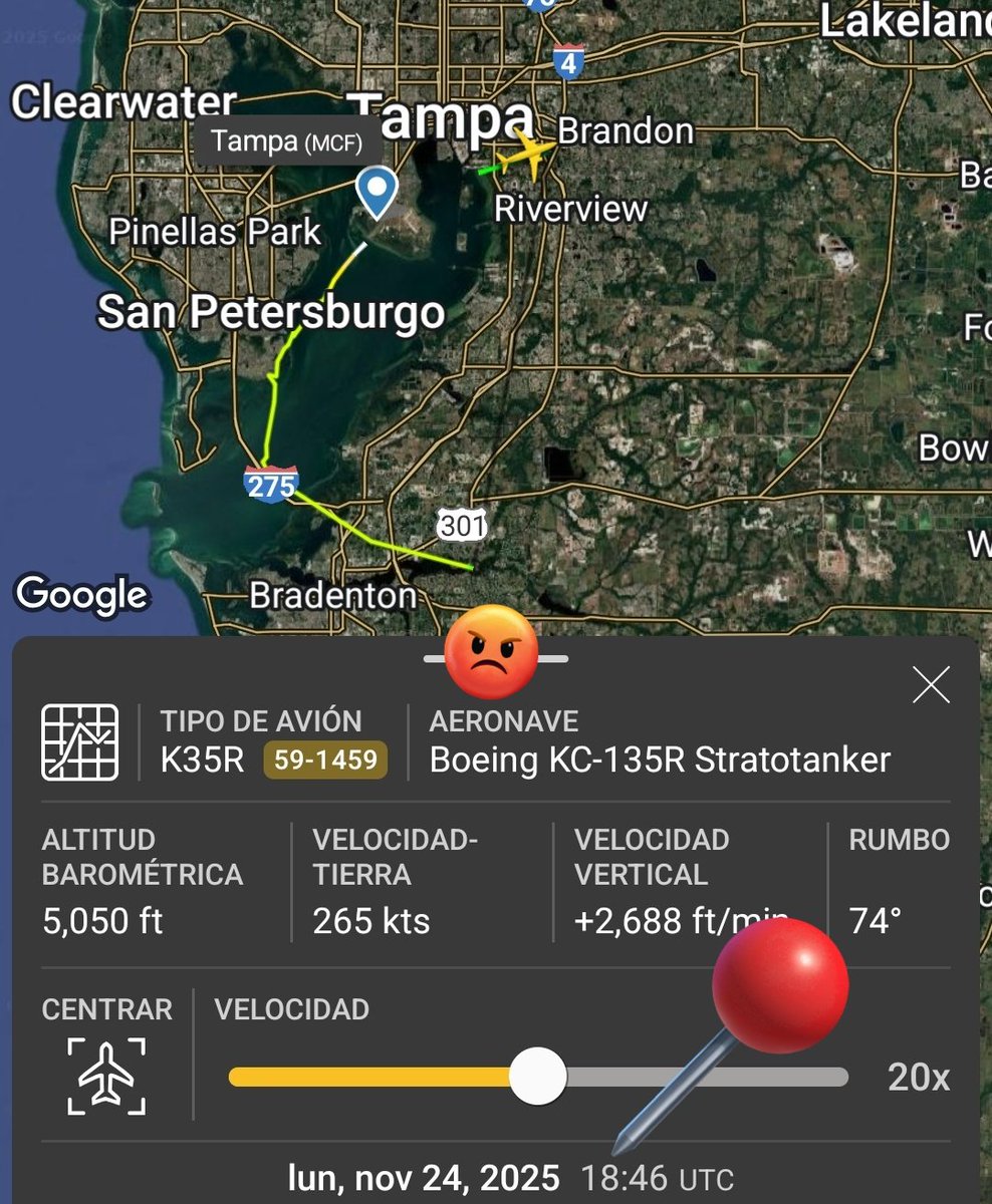 Arr3ch0's tweet image. Entre las aeronaves activas ayer frente a las costas de Venezuela que no se podían rastrear en FR24 estaban dos KC-135R Stratotanker registros 61-0318 y 59-1459 activos desde MacDill Air Force Base en Tampa para asistir con reabastecimiento de combustible en el aire a otras…