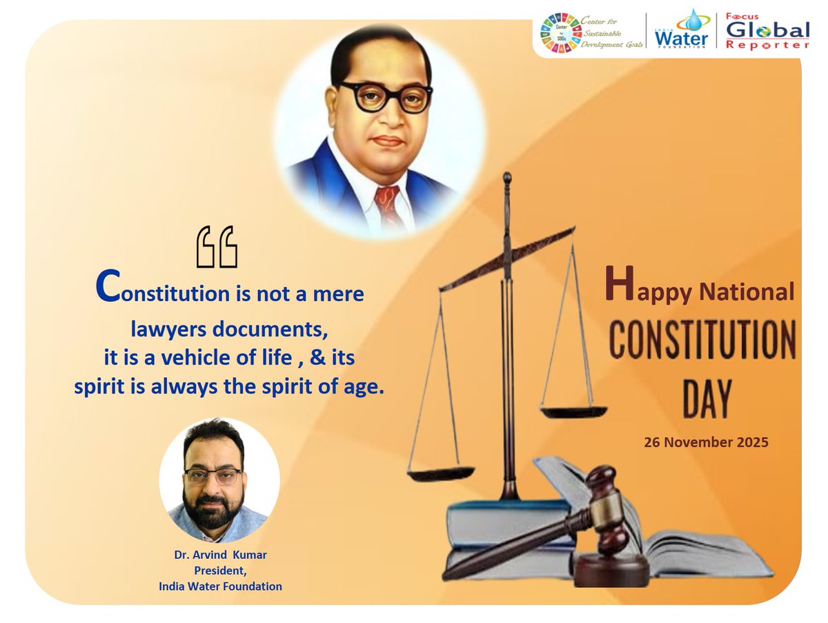 drarvindkumar1's tweet image. #NationalConstitutionDay2025 #ConstitutionDayofIndia #संविधान_दिवस #ConstitutionRights @PMOIndia @narendramodi @MSJEGOI @MEAIndia @mopr_goi @IndiaWaterFoun1