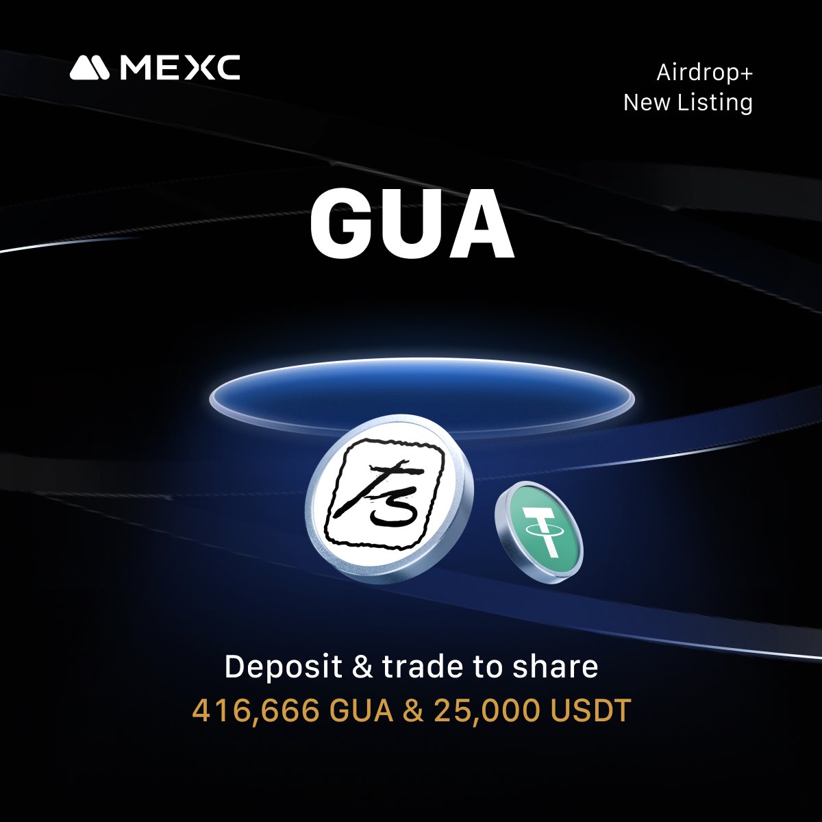 MEXC_Listings's tweet image. 🔔 MEXC New Listing

‣ $GUA @SUPERFORTUNE888
‣ $GUA/USDT Trading: Nov 27, 2025, 10:00 (UTC)
‣ Deposit: Opened

👇Join the $GUA Airdrop+ to share 416,666 $GUA &amp;amp; 25,000 $USDT!
mexc.com/token-airdrop/…