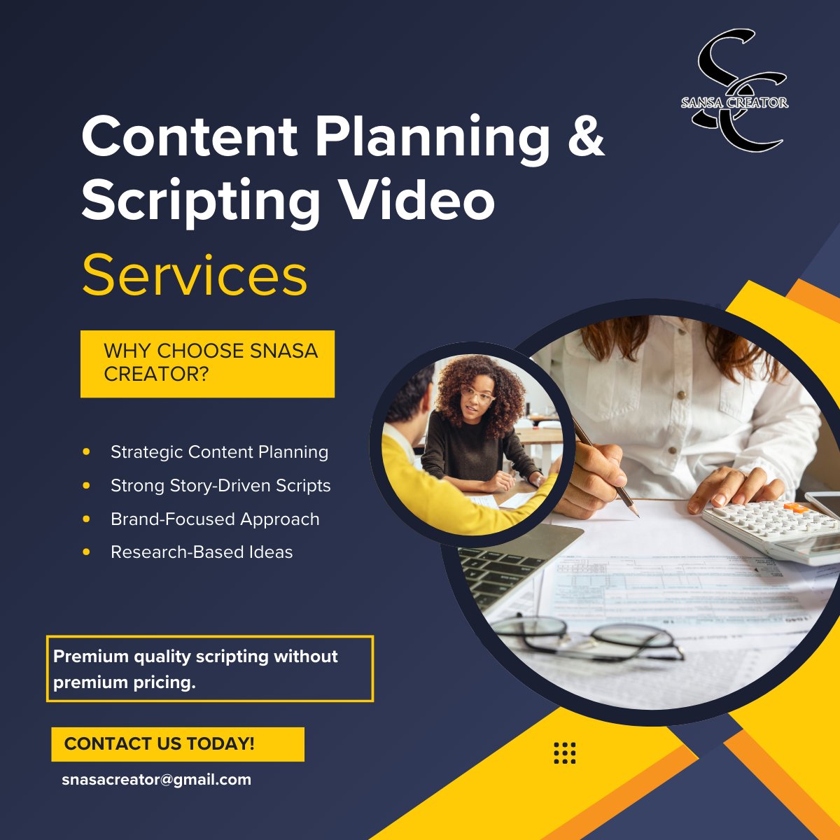SnasaAgency's tweet image. Content that connects starts with the right plan and a powerful script. SNASA CREATOR helps you create strategic, story-driven videos that deliver real impact. Premium quality without premium pricing.
#ContentPlanning #VideoScripting #SNASACreator