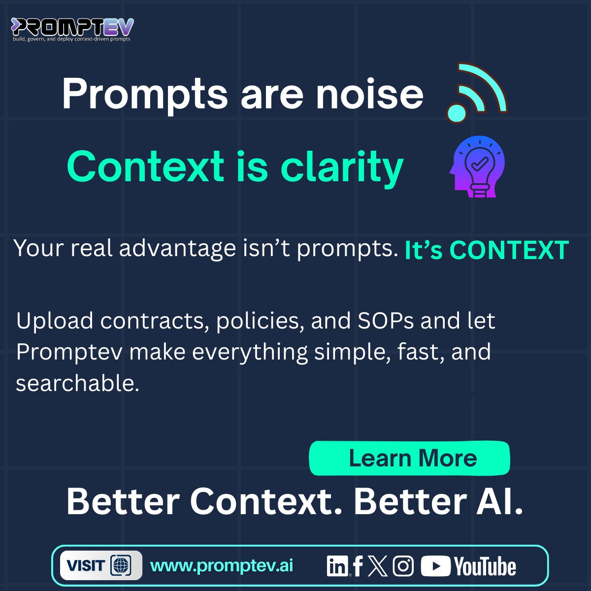 promptevai's tweet image. You don’t need better prompts, you need better context.
Everyone talks about prompt engineering, but the real power comes from context. 

Choose Context.
Try it now 👉 promptev.ai

#Promptev #AI #ContextOverPrompts #SmartAI #WorkSmarter #ContextEngineering