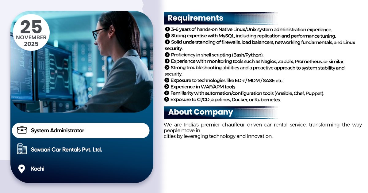 linuxgroup's tweet image. System administrator Job #1networksupportengineer #Jobsearch #JobAlert #jobvacancy #ipsrjobs #jobs2025 #ipsr #25yearsofipsr #careeropportunity #ltjobs #MNCJobs #techcelerating_careers #devops #AWS #vacancy #linux