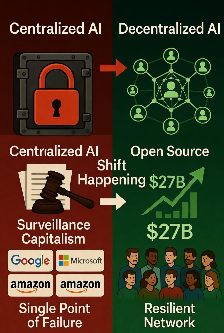 Centralized AI giants like OpenAI face lawsuits over data theft &amp; opacity—8 publishers suing for billions! Meanwhile, DeAI market caps hit $27B in 2025, empowering creators via blockchain. Bold take: Centralization is dying; decentralization owns the future. Who's with me? What's