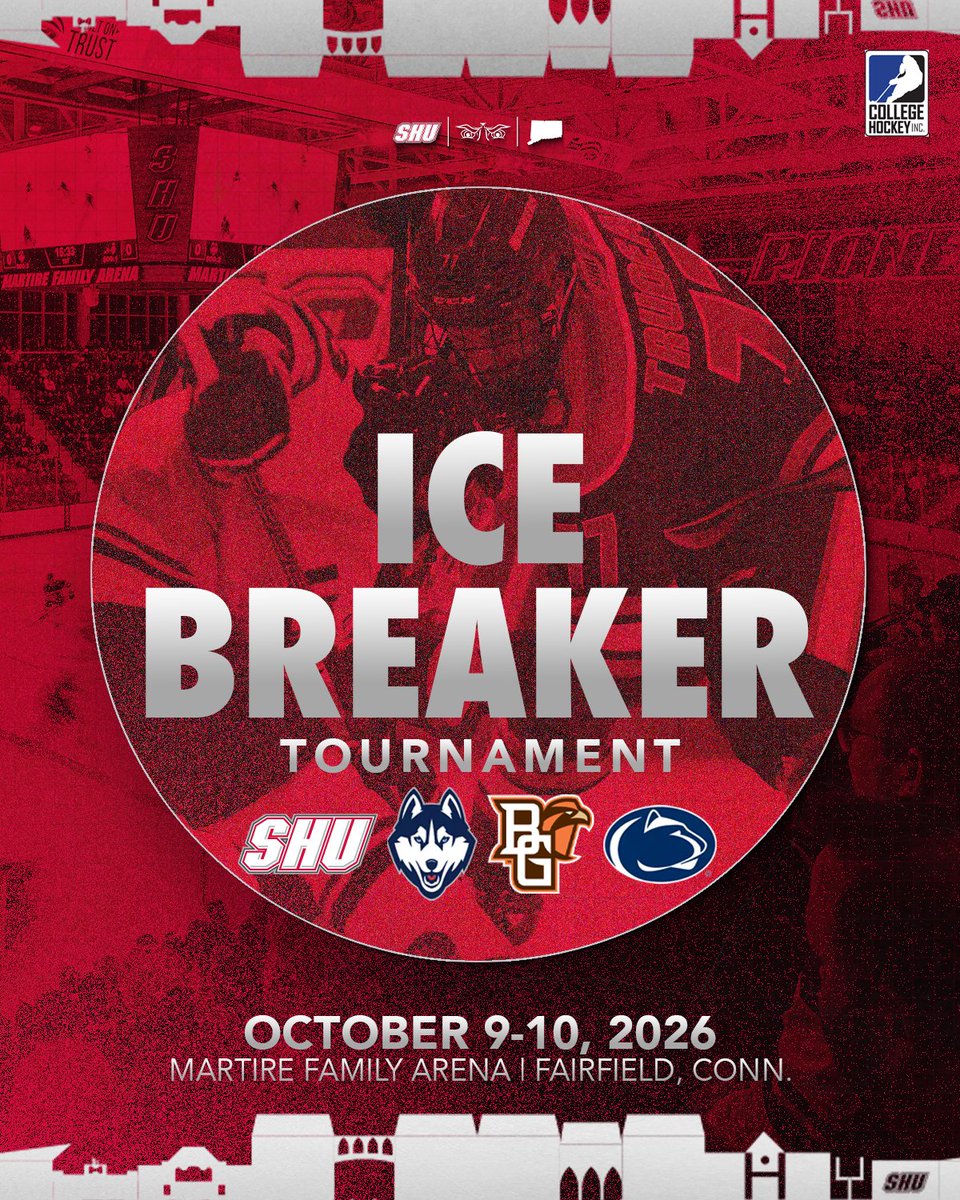 On the week that we are playing in the Friendship Four in Belfast, we are thrilled to announce that we will be co-hosting, with UConn, the 2026 Ice Breaker Tournament at the Martire Family Arena!!

📰: sacredheartpioneers.com/news/2025/11/2…

#WeAreSHU