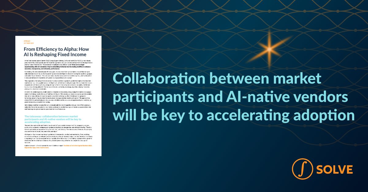 As Eugene Grinberg highlighted in a recent panel, the firms that embrace predictive intelligence today will shape the competitive landscape tomorrow. 
Read here: hubs.ly/Q03VPwWh0 

#FixedIncomeInnovation #AIPoweredInsights #PredictivePricing