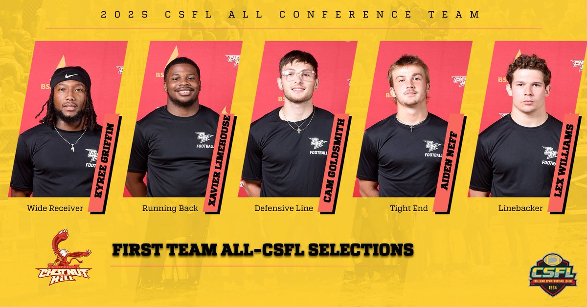 CHCAthletics's tweet photo. CONGRATULATIONS go out to 11 of our @ChestnutHill Sprint Football players who were named to the 2025 CSFL All-Conference Team today!

These 11 truly excelled this season and its a well deserved honor!  Congrats again!

#GriffinPride  #WeAreCHC https://t.co/JG3dDsUgkk