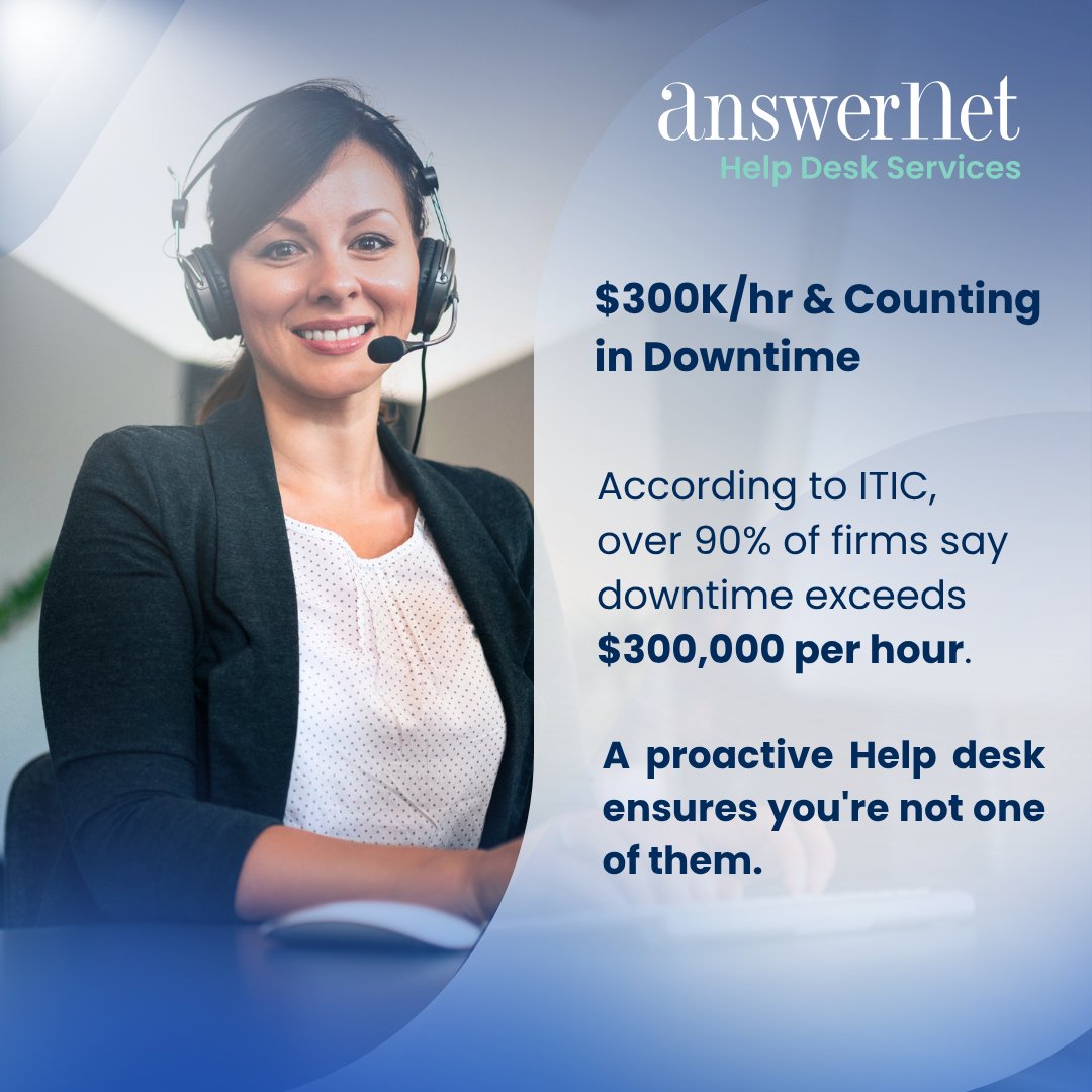 AnswerNet's tweet image. Time is money; reduce downtime now. 

Find out how: bit.ly/47eGNnD

Full article: itic-corp.com/itic-2024-hour… 

#AnswerNet #HelpDesk  #ITSupport  #HelpDesk #24x7Support