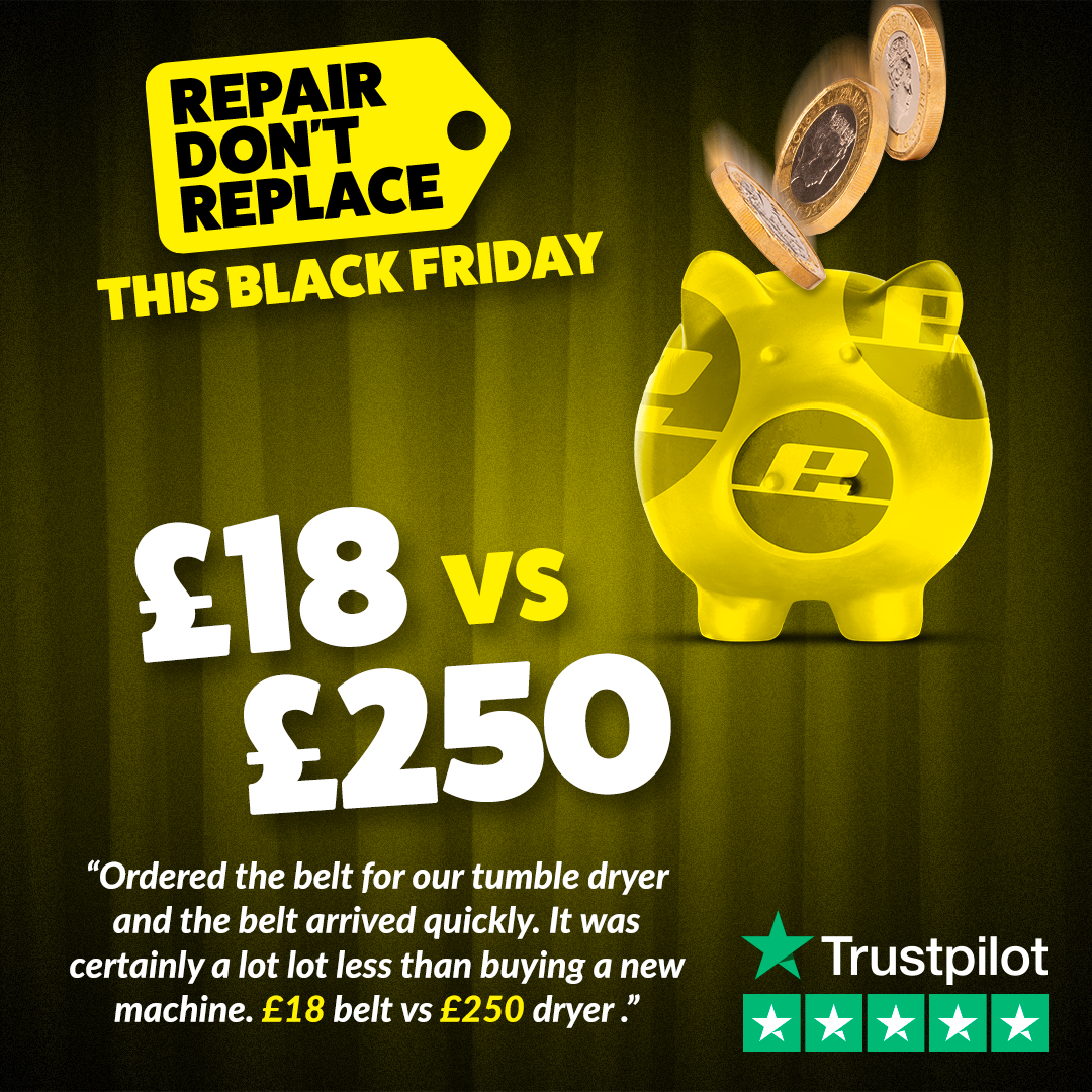 eSpares's tweet image. A simple £18 spare brought a tumble dryer back to life… instead of £250 on a new appliance! 😎 Small fix, big win - proof that choosing to repair pays off. Repair, don&apos;t replace - it’s easy with eSpares! 💪 espares.co.uk #blackfriday #repairdontreplace #fixityourself