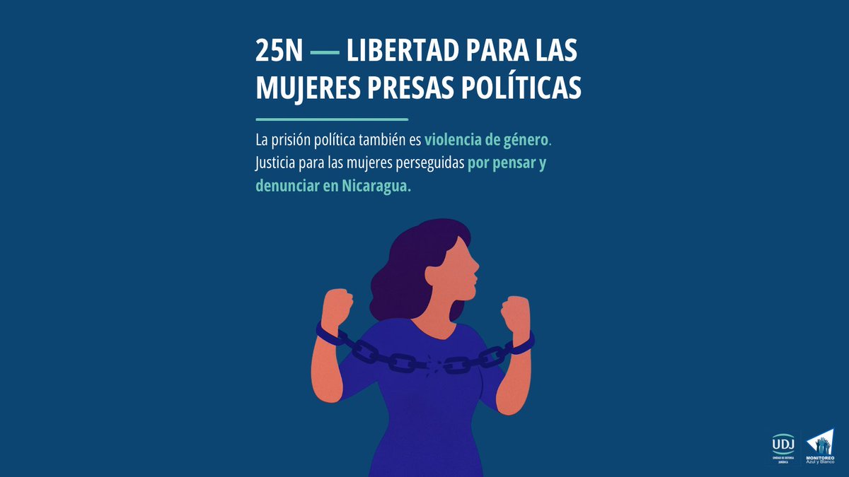 Este 25N recordamos que en Nicaragua la prisión política también es violencia de género.
Decenas de mujeres han sido encarceladas o desaparecidas por alzar su voz.
Exigimos libertad y justicia para todas. 🟣