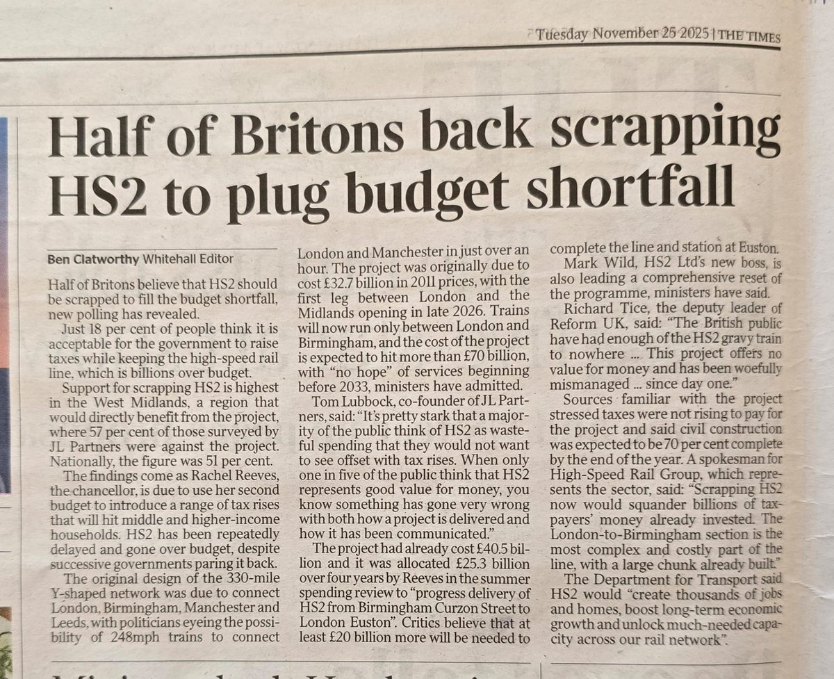 ReggieTritt's tweet image. We&apos;re told by @RachelReevesMP  there is no money and that tax rises are inevitable. At the same time she&apos;s happy to splurge £7bn a year on the #HS2 white elephant that has become nothing more than the Aston to Acton express. #StopHS2
@UKLabour @Keir_Starmer