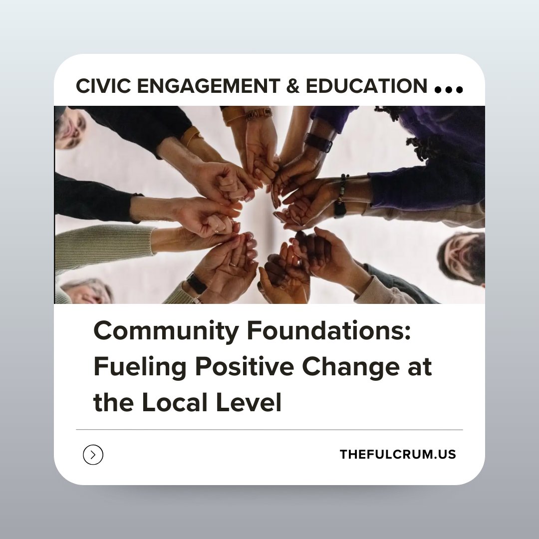 fulcrum_us's tweet image. Community foundations across the U.S. are proving that local collaboration can unite neighbors, strengthen communities, and drive real change. This Community Foundation Week, and beyond, grassroots initiatives are improving lives, fostering civic engagement, and inspiring hope.…
