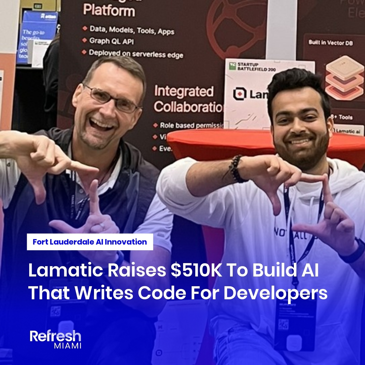refreshmiami's tweet image. 🔥 Fort Lauderdale&apos;s @lamatic_ai raises $510K for AI platform that writes code from plain English requests

✅ Broke even in July
✅ Used by local SFL companies
✅ Sponsoring FAU AI hackathons

&quot;Vibe coding&quot; is the future 🚀

#MiamiTech #AI #SouthFlorida

refreshmiami.com/news/fueled-wi…