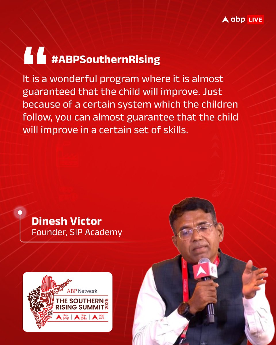 abplive's tweet image. It is a wonderful program where it is almost guaranteed that the child will improve. Just because of a certain system which the children follow, you can almost guarantee that the child will improve in a certain set of skills.
- Dinesh Victor (Founder, SIP Academy)

#ABPNews…