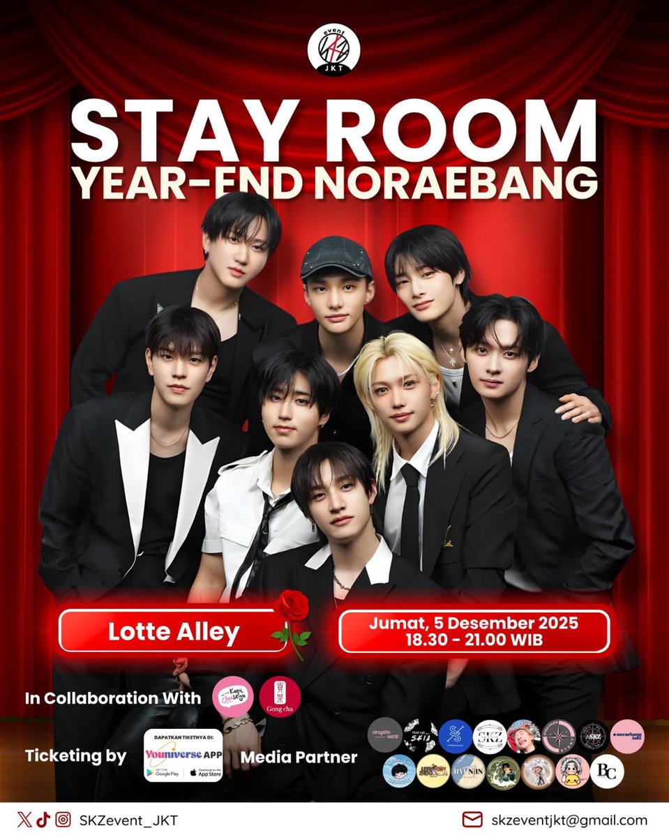 teamnyaSKIA's tweet image. STAY ROOM "YEAR - END NORAEBANG" by @SKZevent_JKT
in collab with Gongcha ID &amp;amp; Kopi Chuseyo

🗓 Jumat, 05/12/2025 
⏰️ 18:30 - 21:00 WIB
📍 Lotte Alley-Jakarta 
💰 FREE ENTRY
👗 White

See you, STAY!🫶