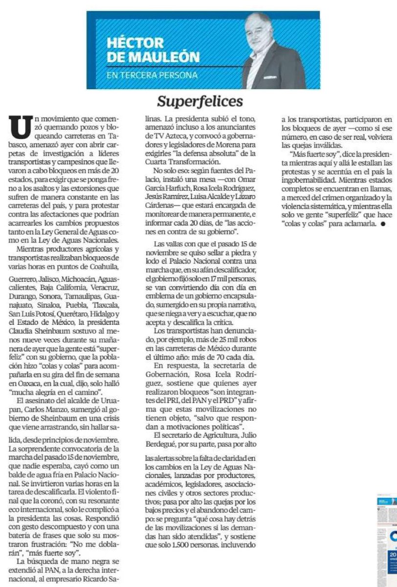 EmilioAlvarezI's tweet image. “Las vallas se van convirtiendo en emblema de un gobierno encapsulado, sumergido en su propia narrativa, que se niega a ver y escuchar, que no acepta y descalifica la crítica”.

Precisas palabras de @hdemauleon en @El_Universal_Mx. 👇🏼
