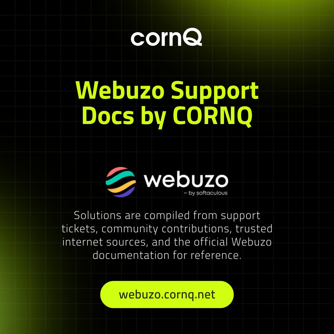 mycornQ's tweet image. When using Webuzo, you may encounter various problems, especially during installation on your server.

Visit webuzo.cornq.net 
We welcome contributions from anyone who would like to help enhance this documentation and make it more resourceful.

#Webuzo #ServerAdmin #cornQ