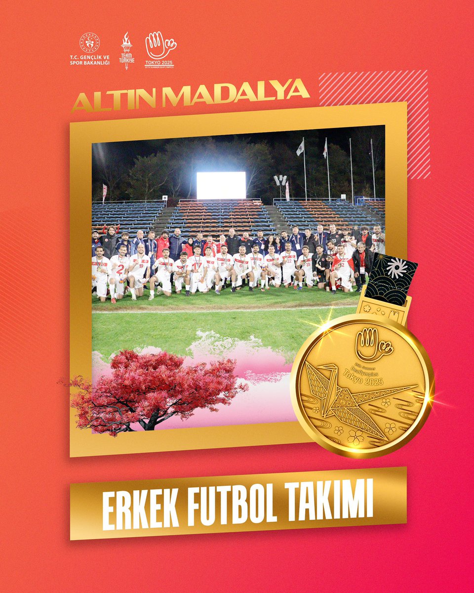 BİZİM ÇOCUKLARDAN ALTIN MADALYA!🥇 

⚽Tokyo 2025 Deaflympics'te altın madalya kazanan erkek futbol takımımızı canıgönülden tebrik ediyorum.🇹🇷👏🏻