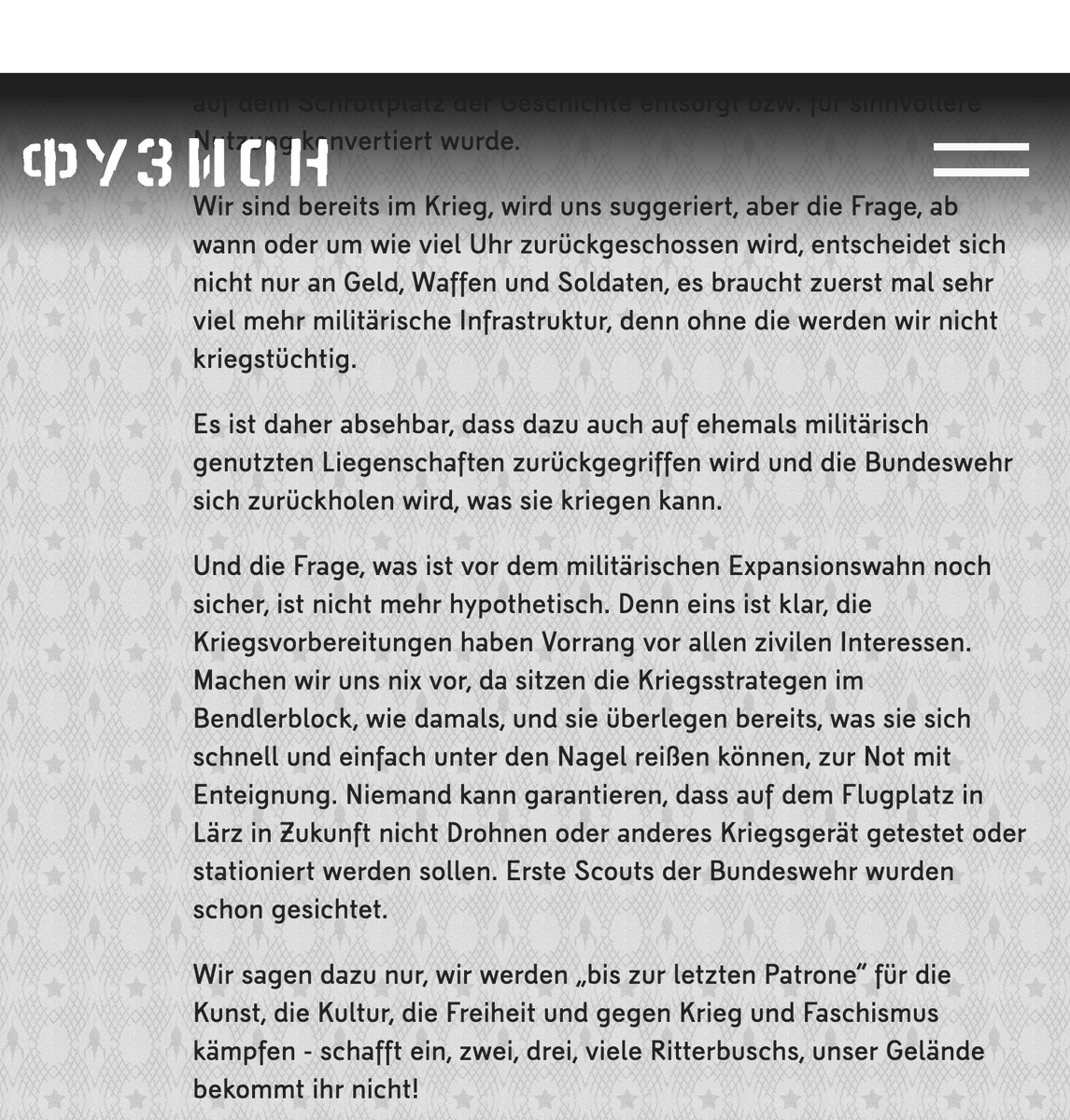 Egal zu welchem geopolitischen Thema: Auf das Fusion-Festival ist Verlass, sich dazu im Newsletter maximal bescheuert zu äußern.