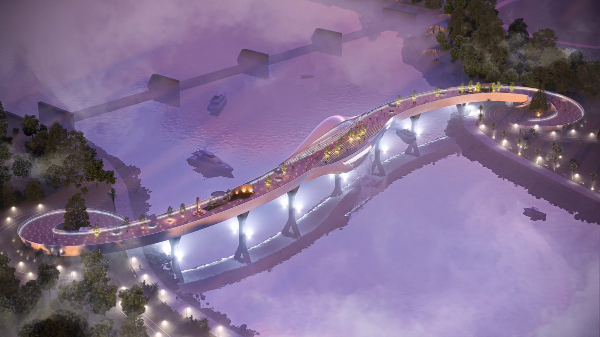 theupindex's tweet image. New pedestrian bridge to be constructed connecting both ends of Gomti Riverfront in Lucknow

LDA has released design of the bridge, to be constructed on the lines of Atal Setu in Ahmedabad:

🔸180 m long and 12 m wide bridge
🔸Total length 380 m including ramps

Project cost ~…