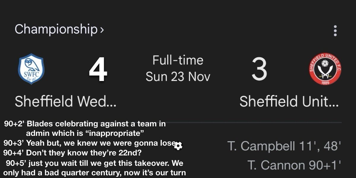 Fair play. Warra comeback from dem owls #sufc